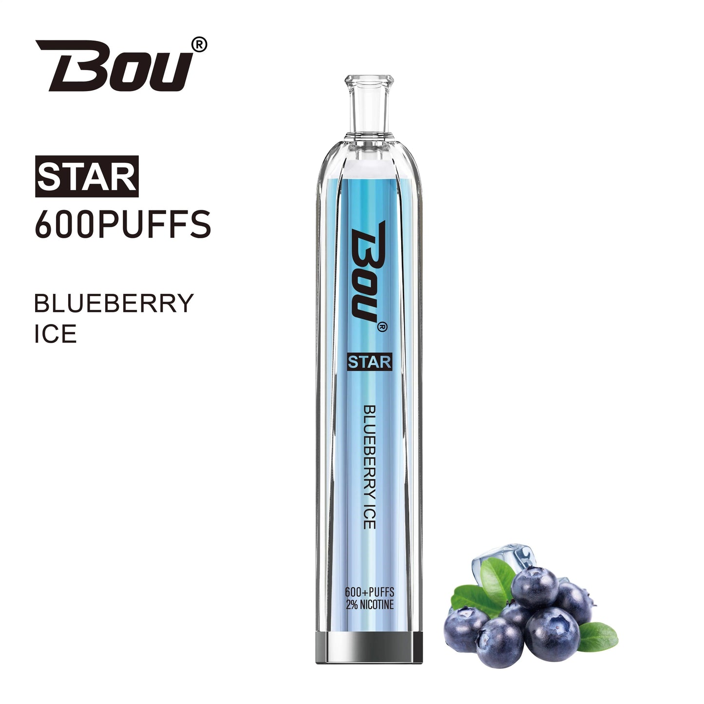 Comprar Vaper Desechable Bou Star 600 Puffs Blueberry Ice con nicotina