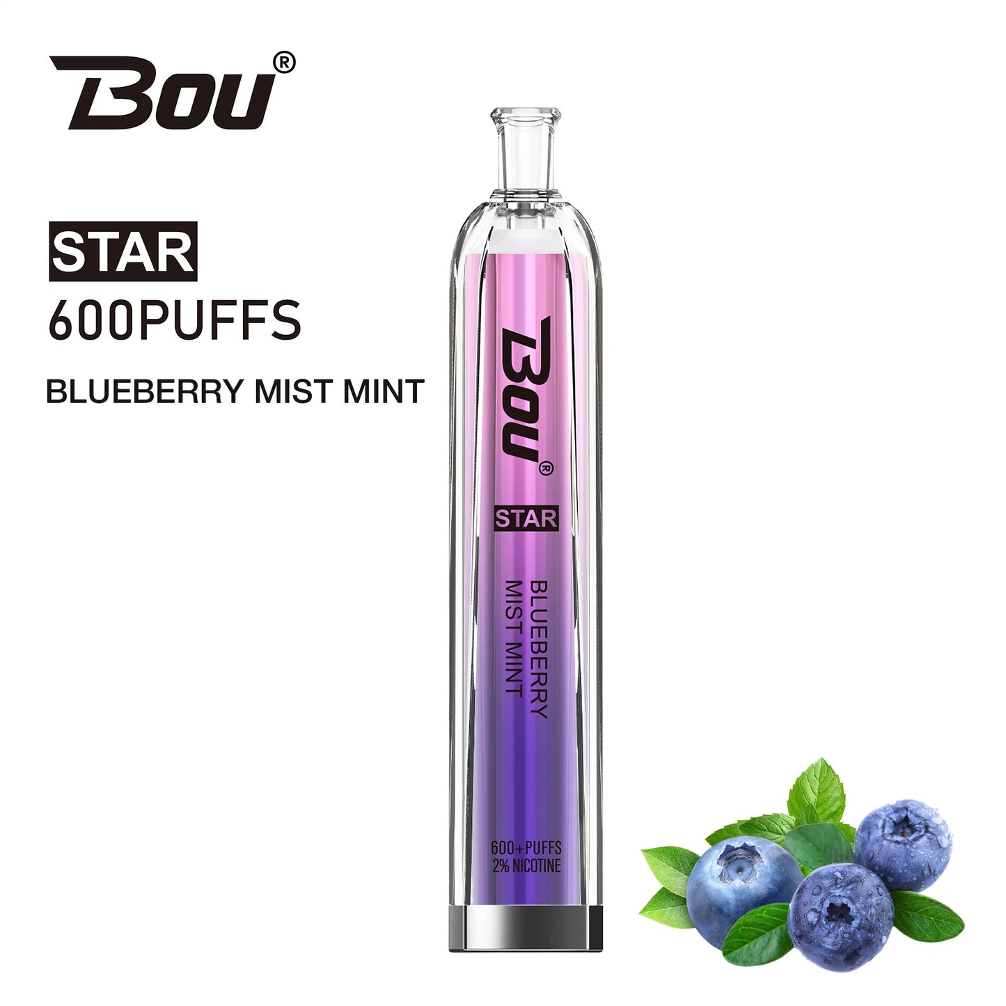 Comprar Vaper Desechable Bou Star 600 puffs Blueberry Mist Mint con nicotina
