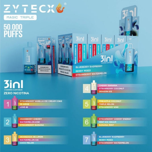 Caja Vaper Triple Sabor Zytech 50.000 10 unidades