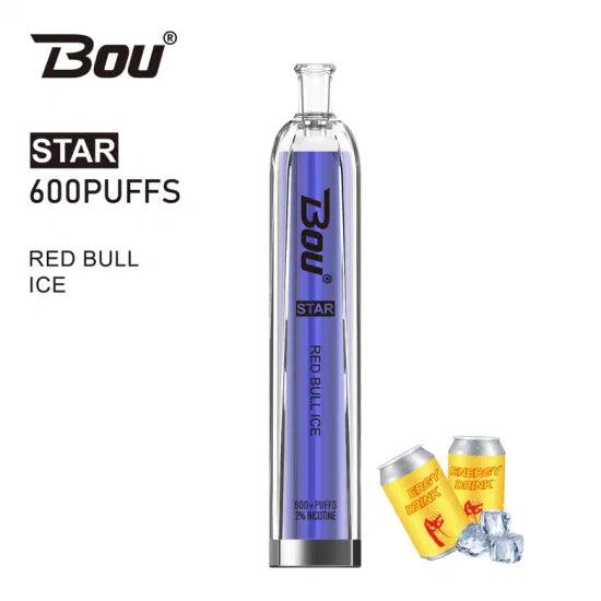Vaper Desechable Bou Star 600 Puffs Red Bull Ice con nicotina