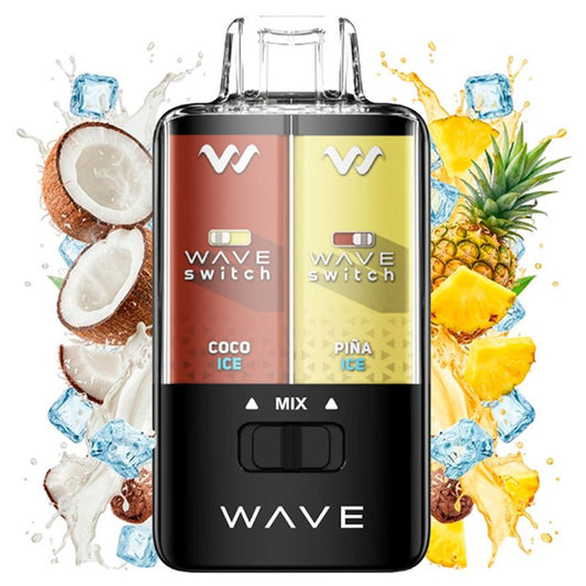 Bud Vape Wave Switch Doble Sabor 40000 Puffs Piña Helada y Coco Helado