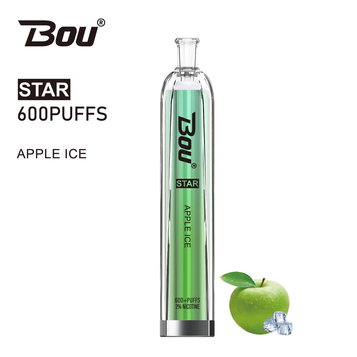 vaper desechable Bou Star 600 Apple Ice sin nicotina